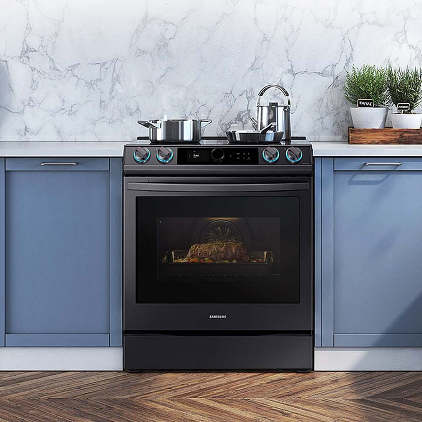 6.3 cu. ft. Smart Slide-in Induction Range with Smart Dial & Air Fry in Black Stainless Steel.