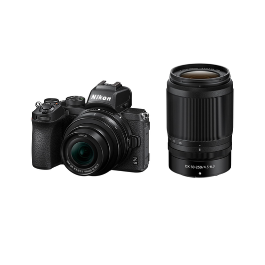 Nikon Z 50 with Two Lenses  Compact mirrorless stillsvideo camera with wide-angle and telephoto zoom lenses  Nikon USA Model