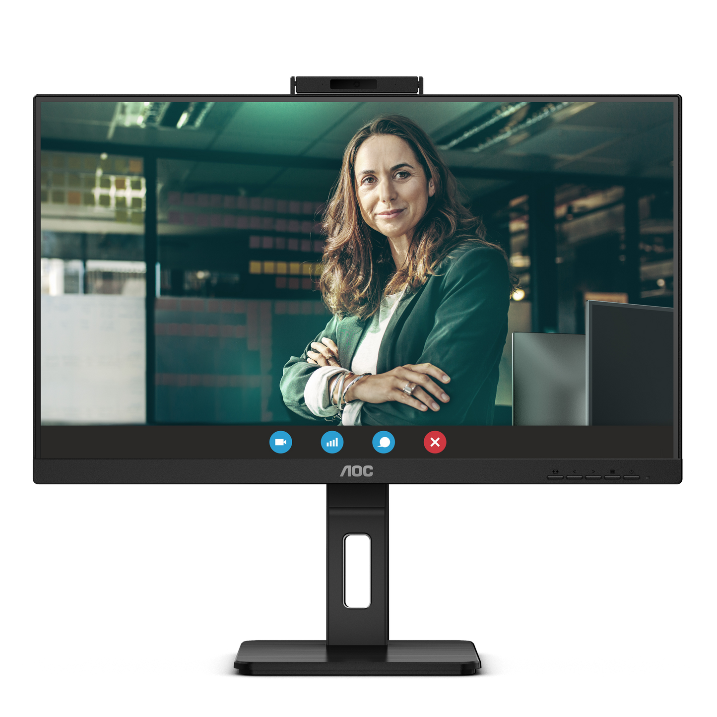 AOC Q27P3CW 27 Inch 2560 x 1440 Pixels Quad HD IPS Panel 75Hz Refresh Rate HDMI DisplayPort USB-C Built-in Webcam Monitor