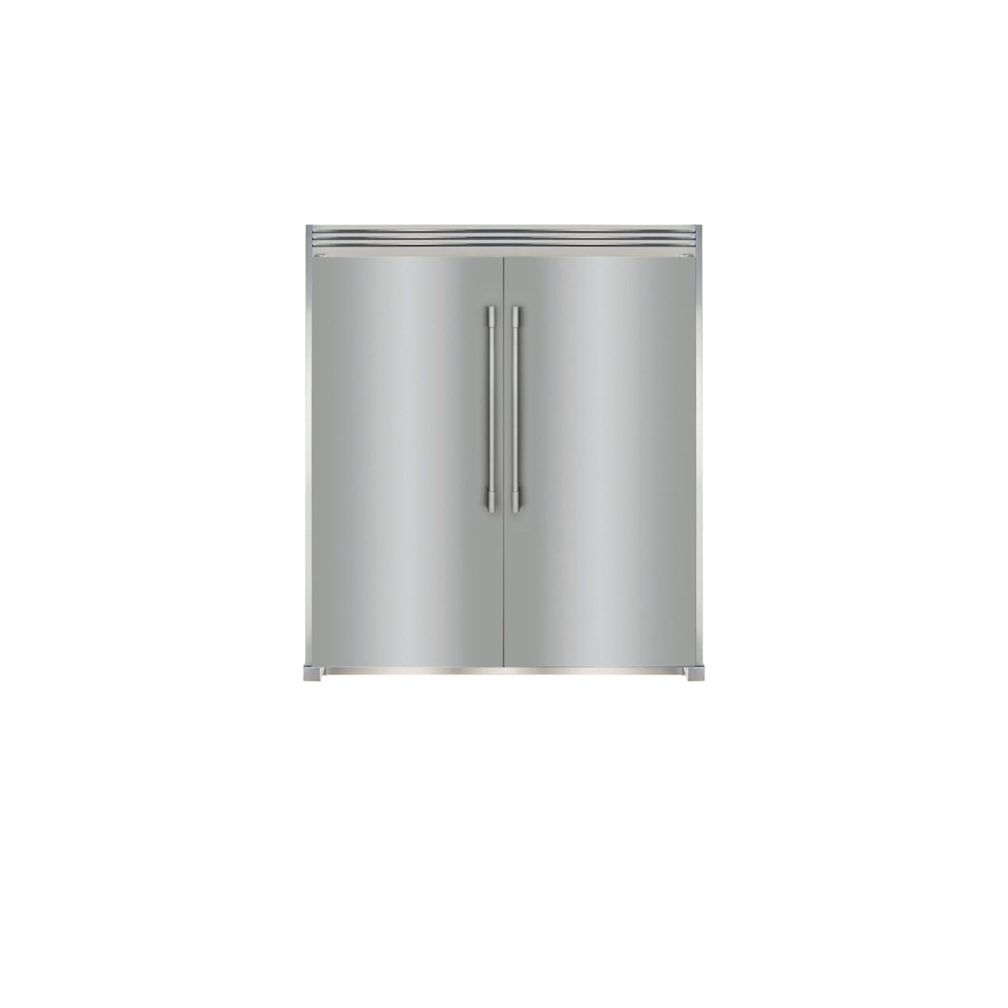 Stainless Steel Side-by-Side Column Refrigerator and Freezer Set with Louvered Trim Kit