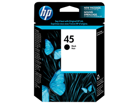 HP 45 Black Original Ink Cartridge, 51645A#140