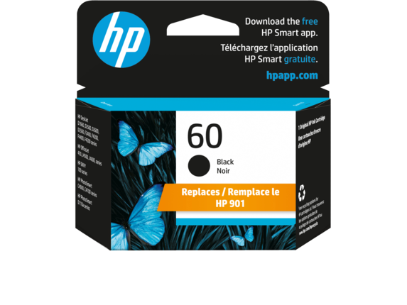 خرطوشة حبر أصلية سوداء HP 60، CC640WN#140 