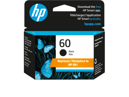 خرطوشة حبر أصلية سوداء HP 60، CC640WN#140 