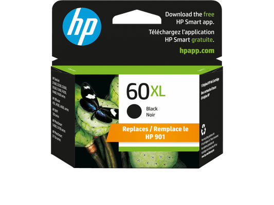 خرطوشة حبر أصلية سوداء HP 60XL عالية الإنتاجية، CC641WN#140