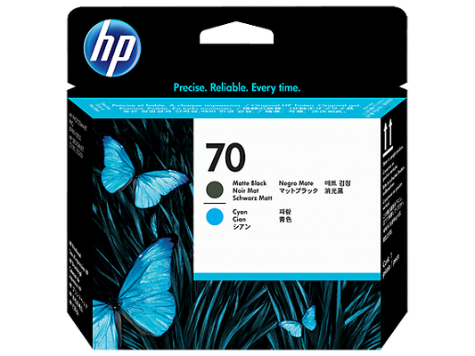 HP 70 Matte Black and Cyan DesignJet Printhead, C9404A