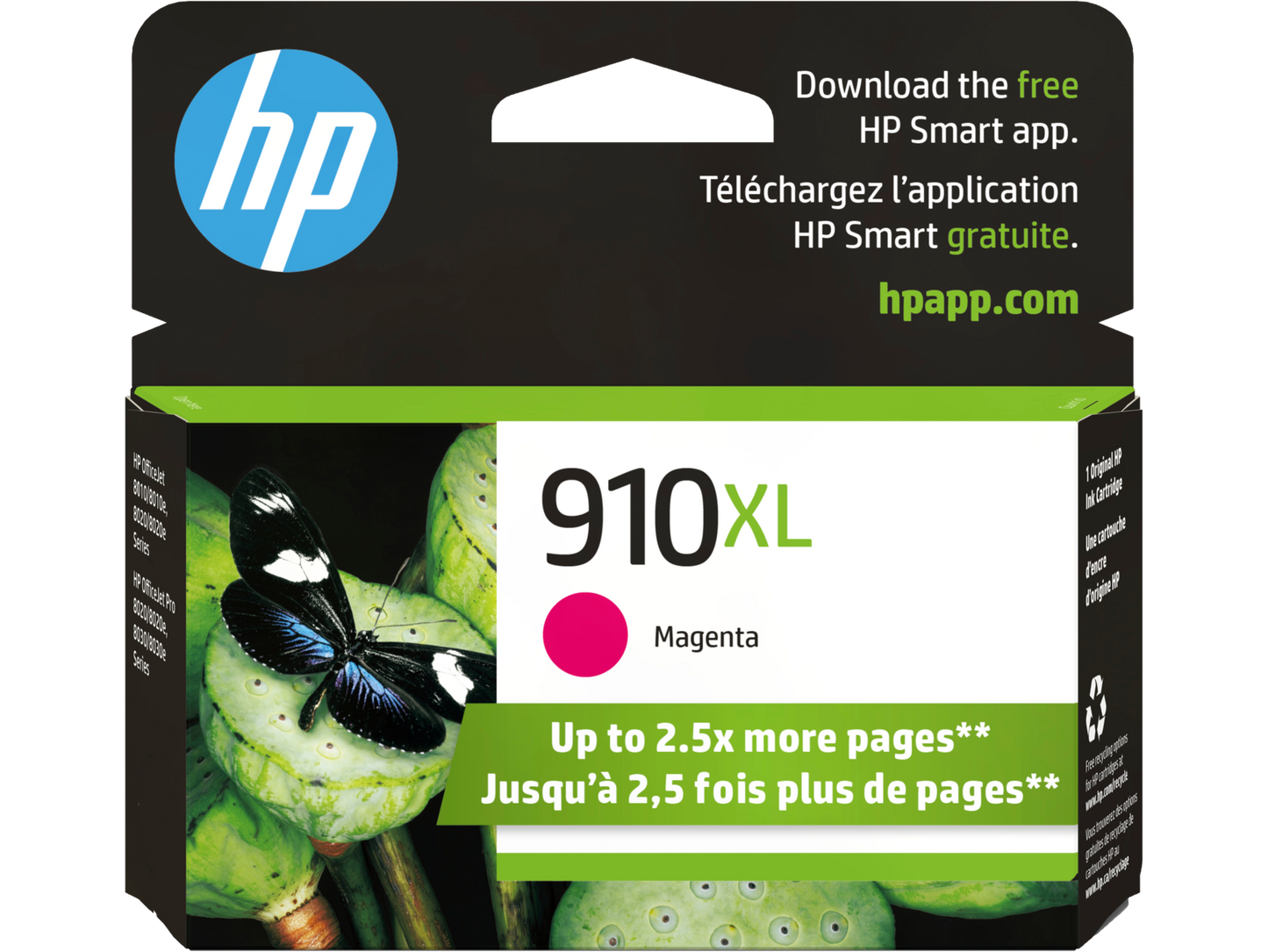 HP 910XL High Yield Magenta Original Ink Cartridge, 3YL63AN#140