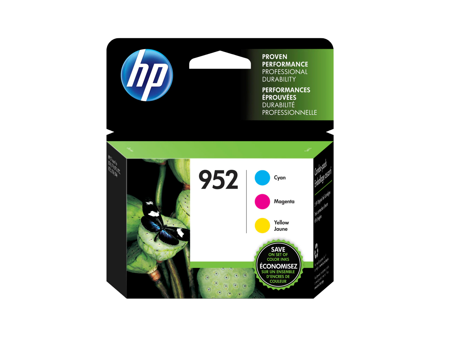 HP 952 3-pack Cyan/Magenta/Yellow Original Ink Cartridges, N9K27AN#140