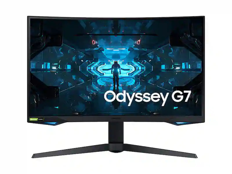 سامسونج شاشة ألعاب منحنية مقاس 32 بوصة من سلسلة Odyssey G7 WQHD (2560x1440)، 240 هرتز، 1 مللي ثانية، HDMI، G-Sync، FreeSync Premium Pro، LC32G75TQSNXZA 