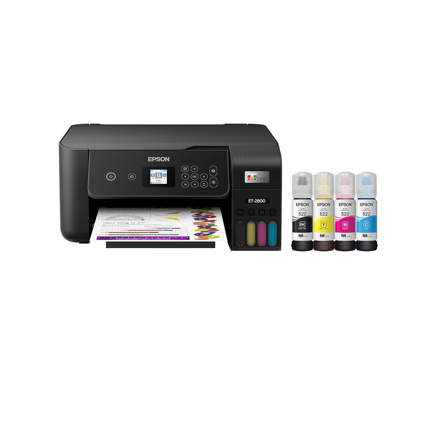 Epson EcoTank ET-2800 Wireless Color All-in-One Cartridge-Free Supertank Printer with Scan and Copy. Full 1-Year Limited Warranty - Black (Renewed Premium)