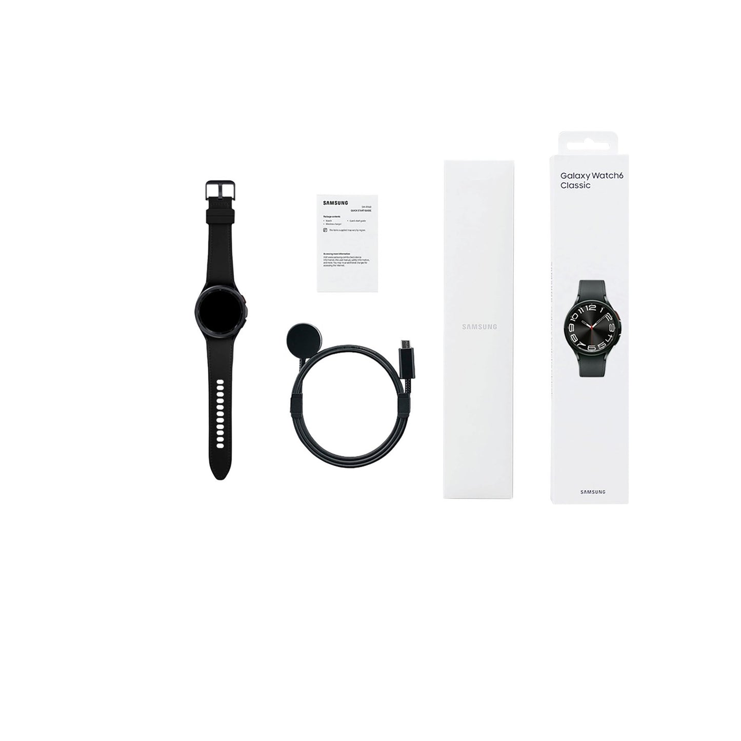 سامسونج - ساعة Galaxy Watch6 الكلاسيكية المصنوعة من الستانلس ستيل الذكية مقاس 43 ملم BT - أسود 