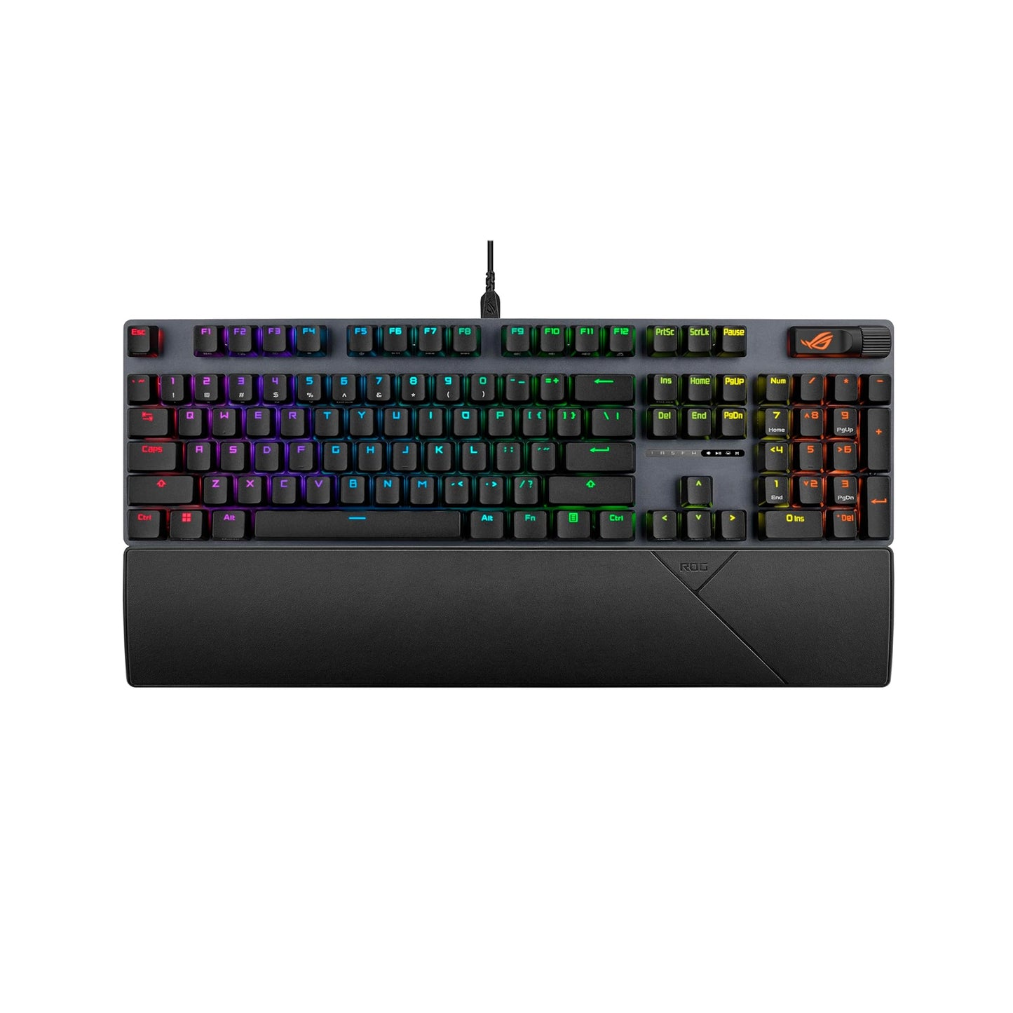 ASUS ROG Strix Scope II Gaming Keyboard, pre-lubed ROG NX Snow Linear Mechanical switches, Sound-dampening Foam, PBT doubleshot keycaps, Streaming hotkeys, Multi-Function Controls, Wrist Rest