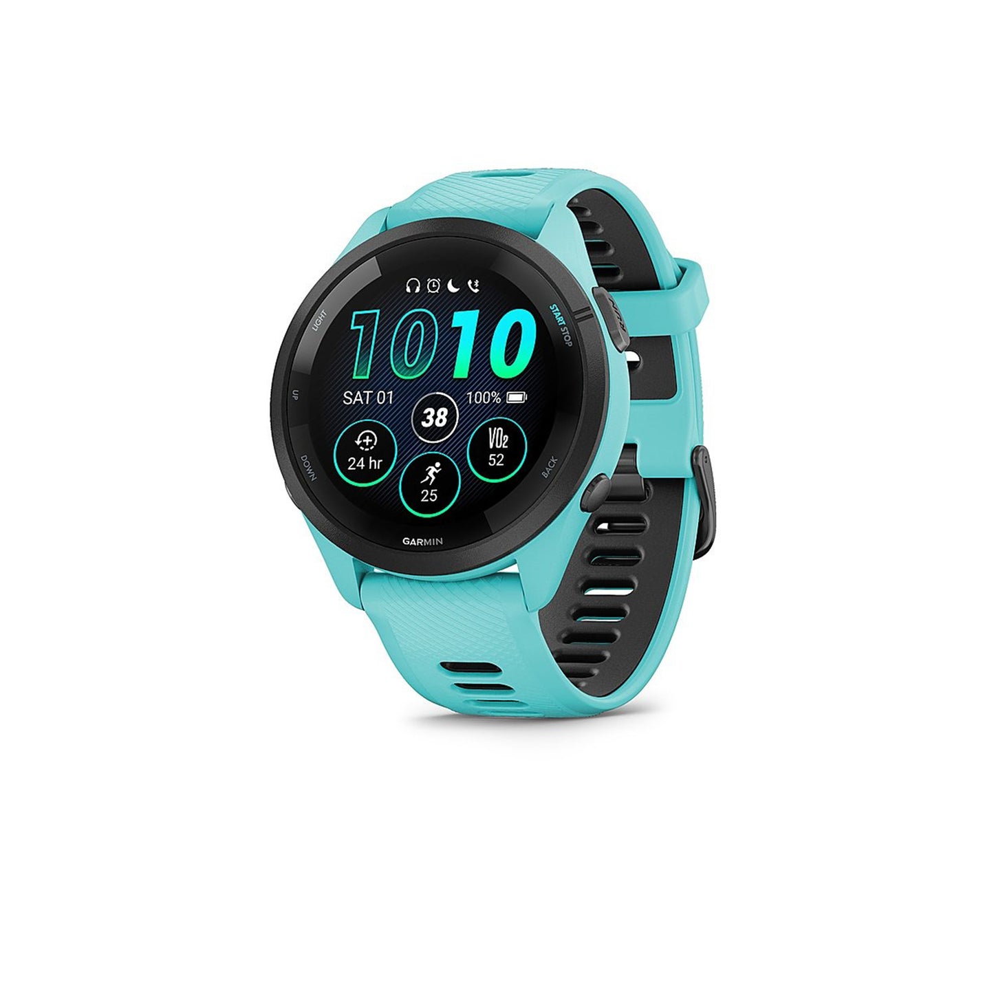 Garmin - Forerunner 265 GPS Smartwatch 46 mm Fiber-reinforced polymer - Black/Aqua