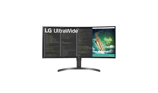 شاشة منحنية مقاس 35 بوصة VA HDR QHD UltraWide™‎ (3440x1440) مع معدل تحديث 100 هرتز، 5 مللي ثانية (GTG)، USB Type-C™، AMD FreeSync™، مزامنة الحركة الديناميكية، مثبت اللون الأسود، MaxxAudio® وتصميم مريح