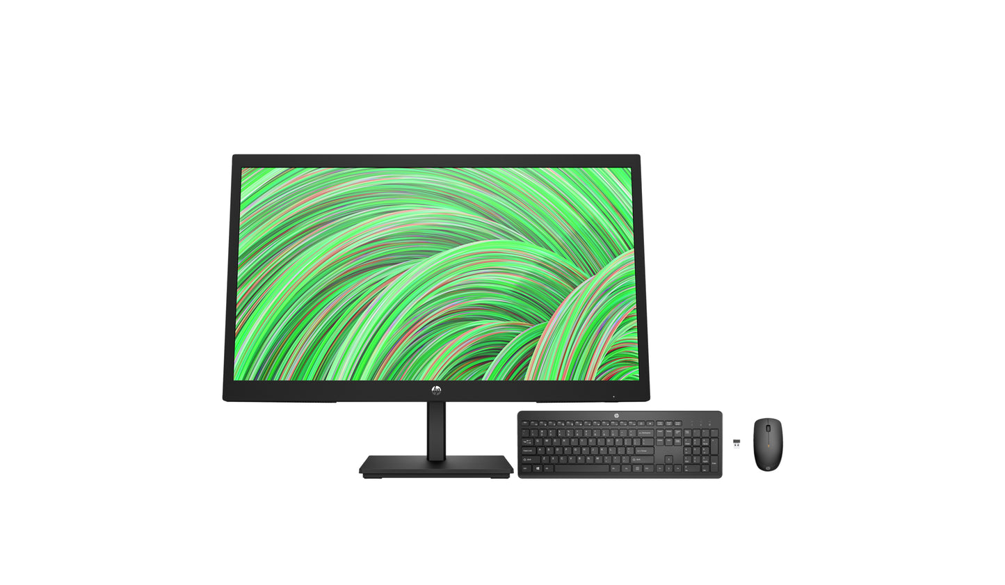 HP V22v G5 FHD Monitor + Wireless Mouse and Keyboard Bundle, AMD FreeSync™; Low blue light mode; Anti-glare, FHD (1920 x 1080).