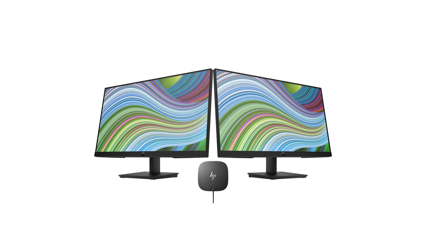 Dual HP P24 G5 23.8-inch FHD Monitor + HP USB-C G5 Docking Station