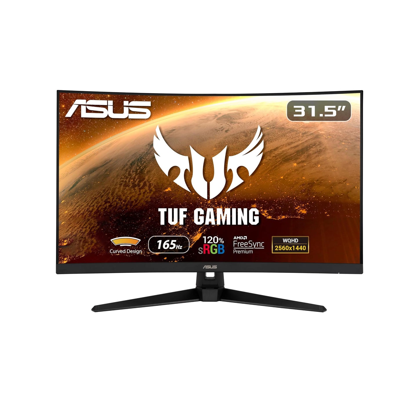 ASUS TUF Gaming 32" 1440P HDR Curved Monitor (VG32VQ1B) - QHD (2560 x 1440), 165Hz (Supports 144Hz), 1ms, Extreme Low Motion Blur, Speaker, FreeSync Premium, VESA Mountable, DisplayPort, HDMI,BLACK