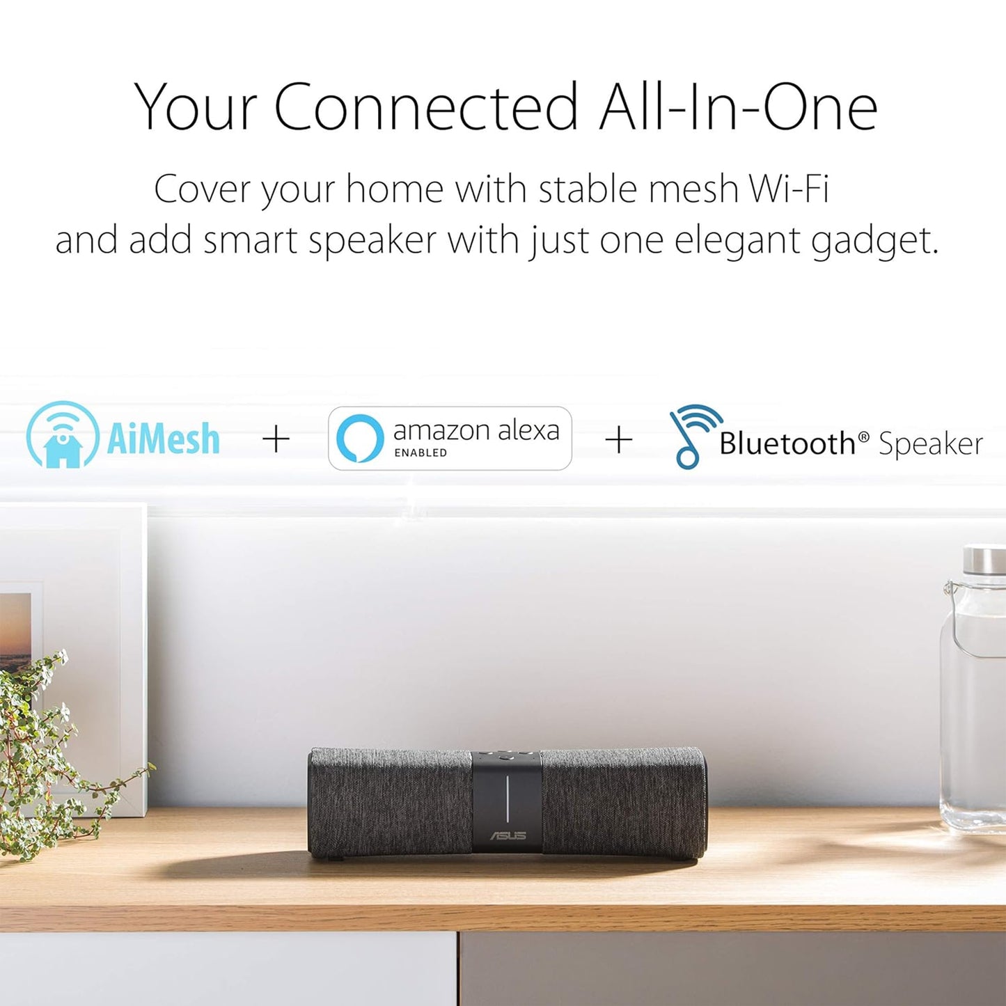 ASUS Lyra Voice All-In-One Smart Voice Home Mesh WiFi Tri-Band Router (AC2200), Amazon Alexa Built-In, Lifetime Aiprotection Security by Trend Micro, Parental Control, Bluetooth, Build-In Speakers