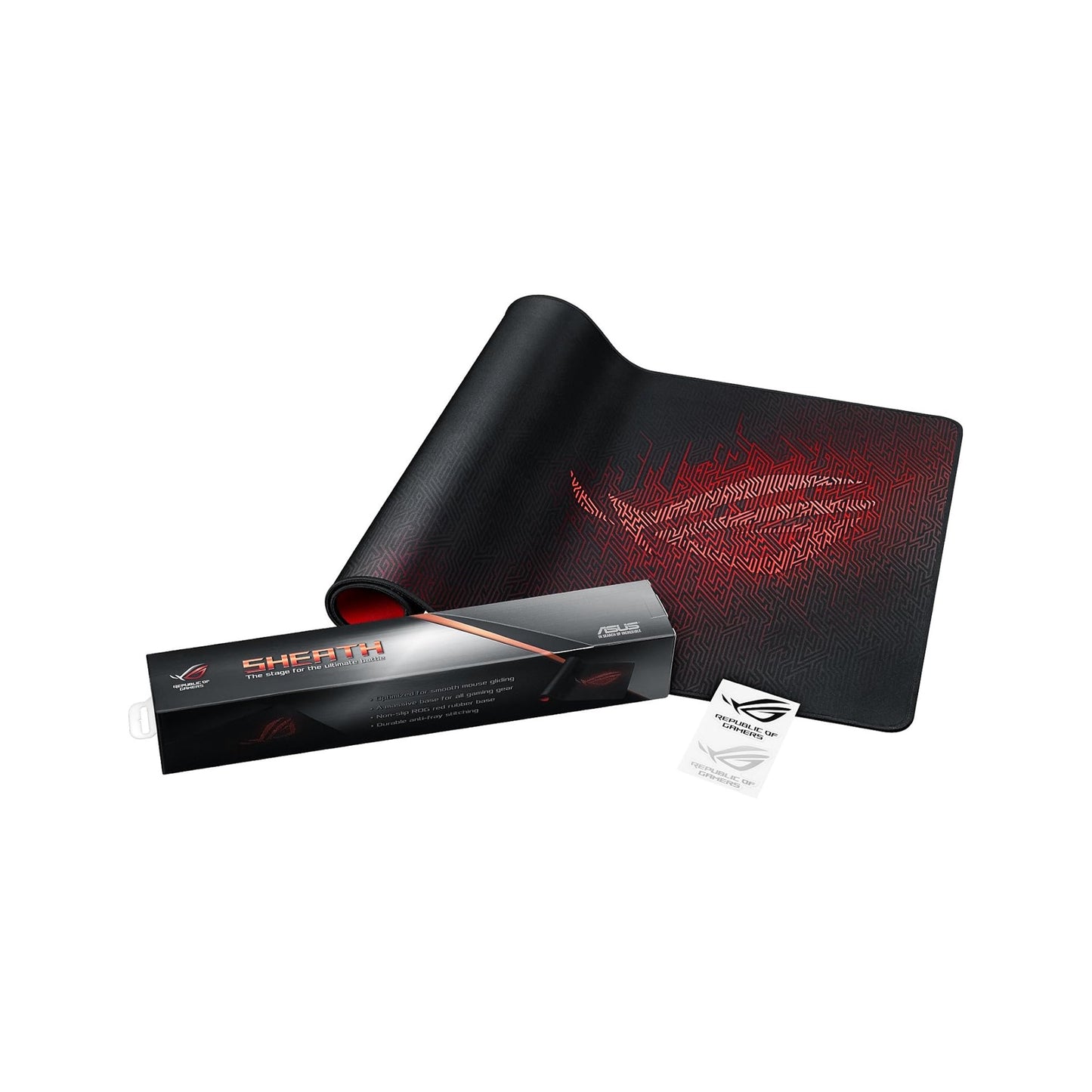 لوحة ماوس الألعاب الممتدة ASUS ROG Sheath - سطح فائق النعومة للتحكم الدقيق في الماوس | خياطة متينة مضادة للاهتراء | قاعدة مطاطية مضادة للانزلاق | خفيفة ومحمولة 