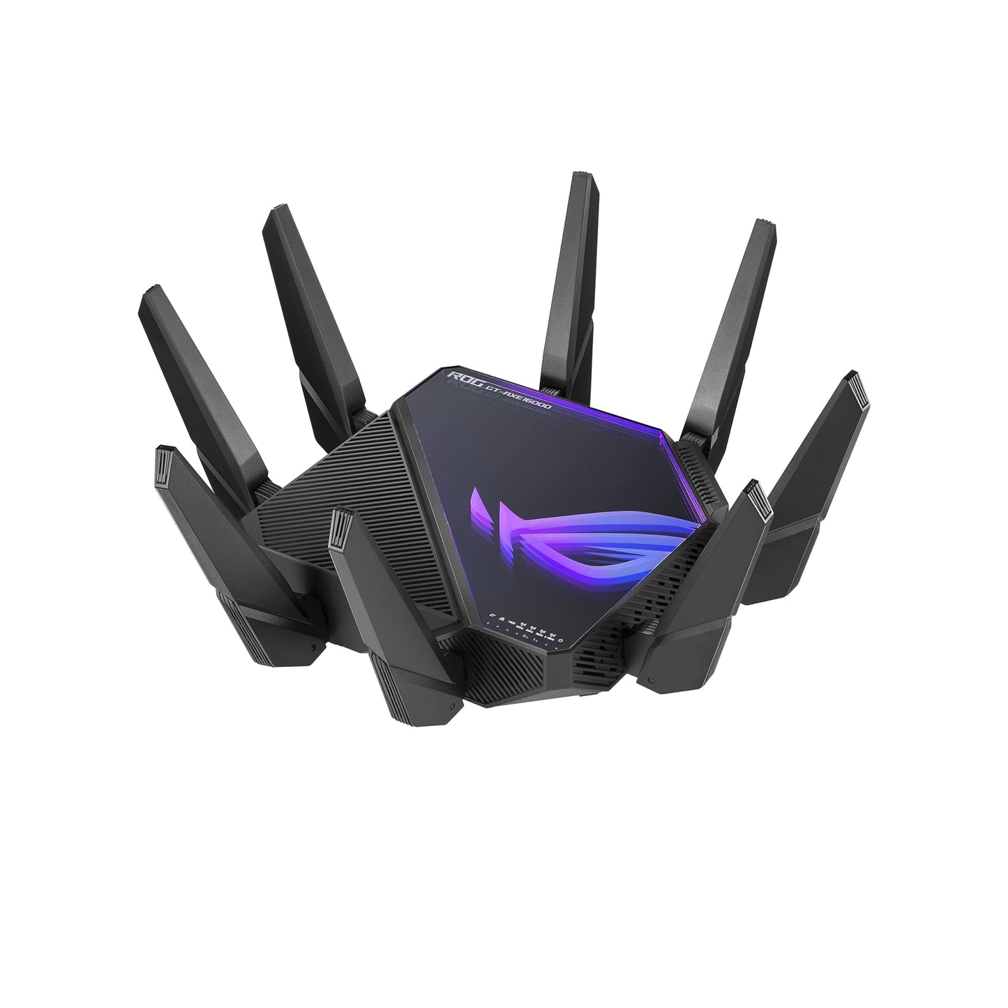 راوتر الألعاب ASUS ROG Rapture WiFi 6E (GT-AXE16000) - رباعي النطاق، جاهز بسرعة 6 جيجا هرتز، منافذ 10 جيجا مزدوجة، منفذ WAN 2.5 جيجا، دعم AiMesh، تسريع الألعاب ثلاثي المستوى، أمان الإنترنت مدى الحياة، الحماية الفورية 