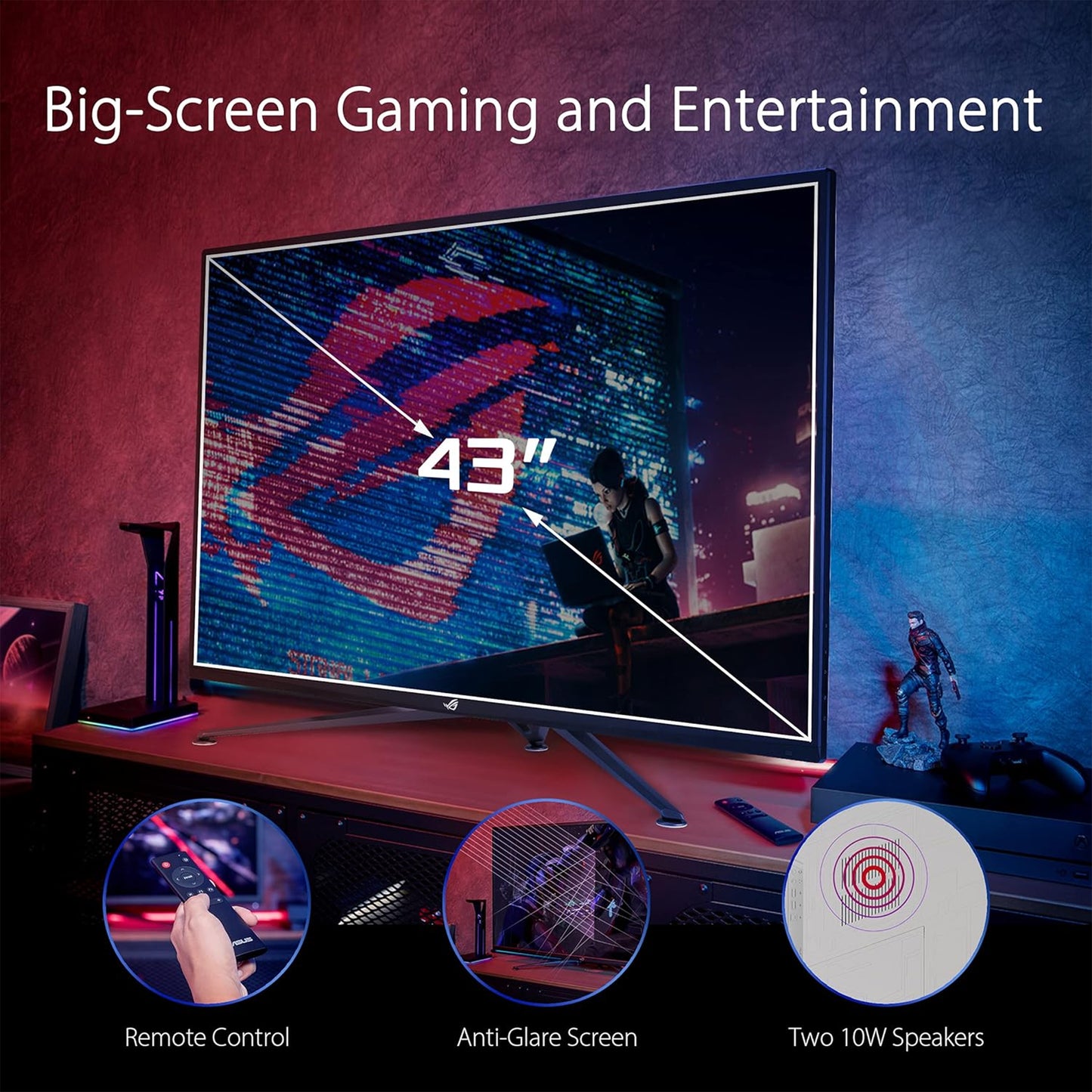 ASUS 43" 4K 144Hz 1ms Gaming Monitor - ROG Strix, HDR1000, FreeSync Premium Pro