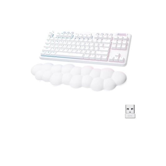 Logitech G715 Wireless Mechanical Gaming Keyboard with Tactile Switches (GX Brown), and Keyboard Palm Rest - White Mist - tenkeyless