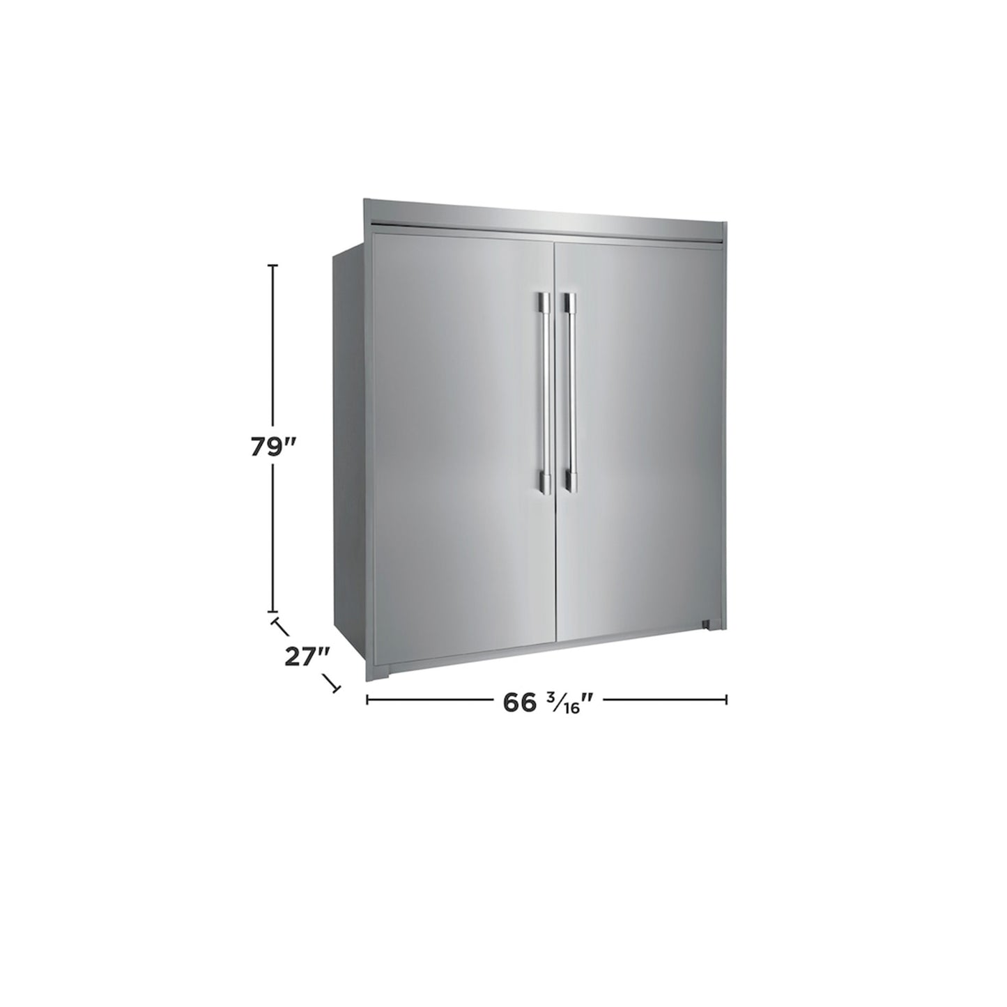 Stainless Steel Side-by-Side Column Refrigerator and Freezer Set with Flat Trim Kit