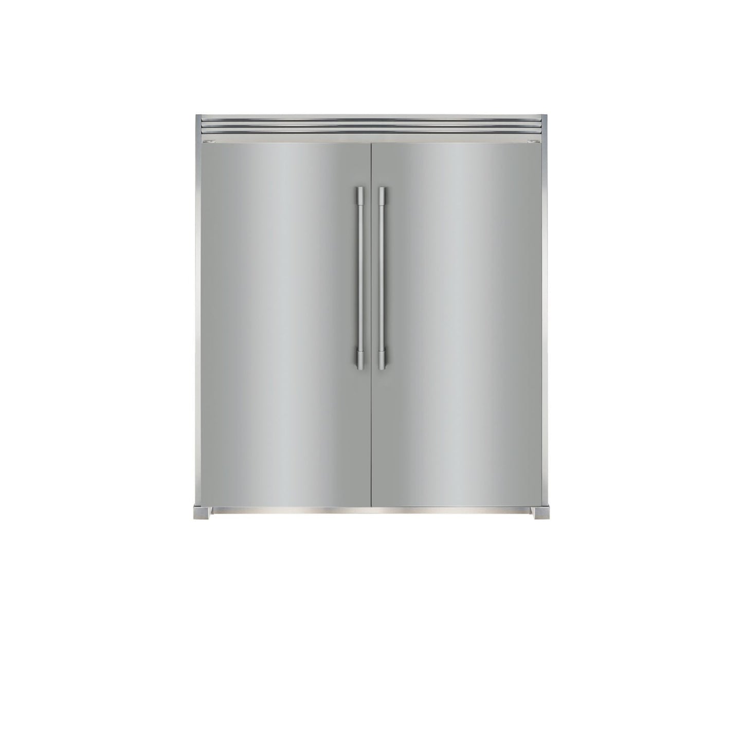 Stainless Steel Side-by-Side Column Refrigerator and Freezer Set with Louvered Trim Kit