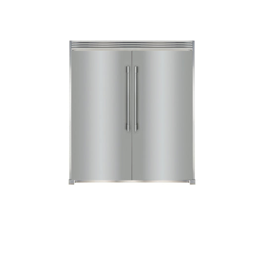 Stainless Steel Side-by-Side Column Refrigerator and Freezer Set with Louvered Trim Kit