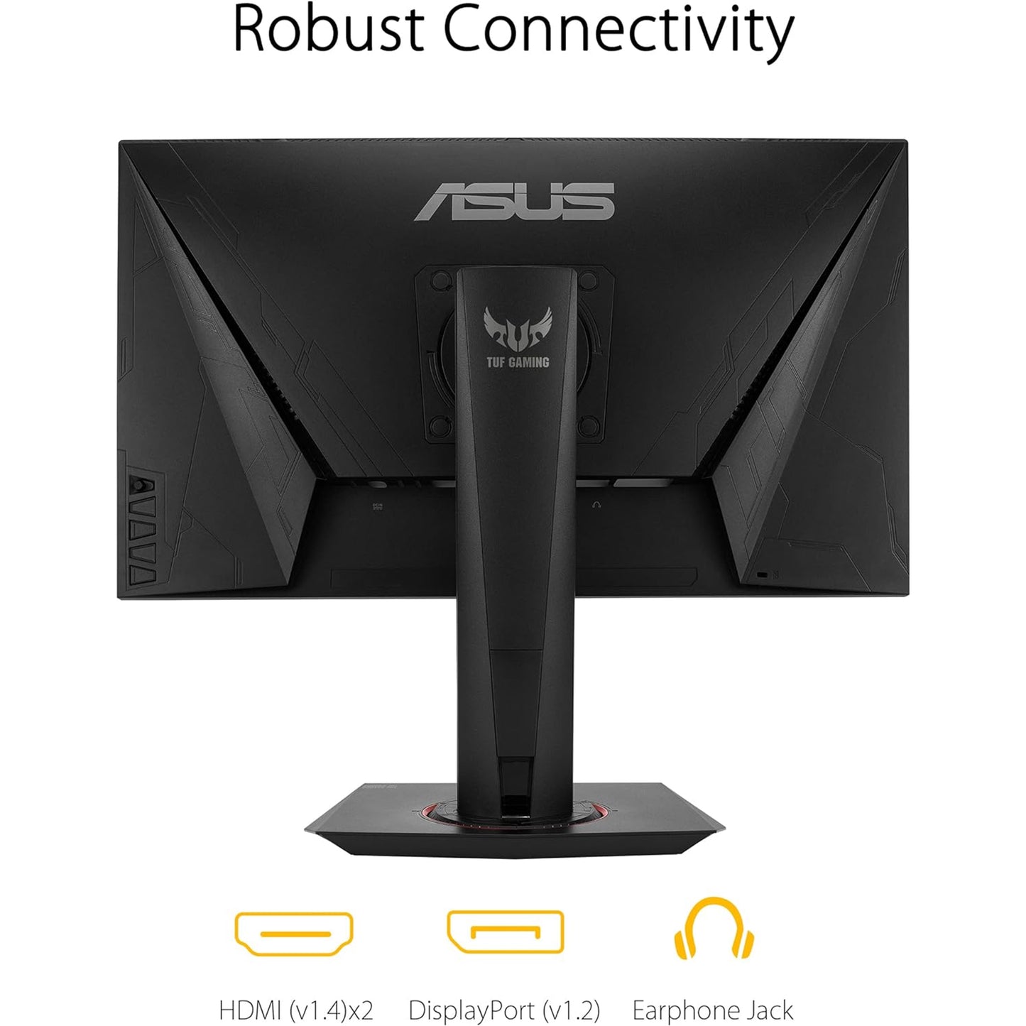 شاشة الألعاب ASUS TUF Gaming VG259QR مقاس 24.5 بوصة، بدقة 1080 بكسل عالية الدقة، 165 هرتز (يدعم 144 هرتز)، 1 مللي ثانية، ضبابية حركة منخفضة للغاية، جاهزة لـ G-SYNC، العناية بالعين، منفذ DisplayPort HDMI، Shadow Boost، ارتفاع قابل للتعديل، أسود 