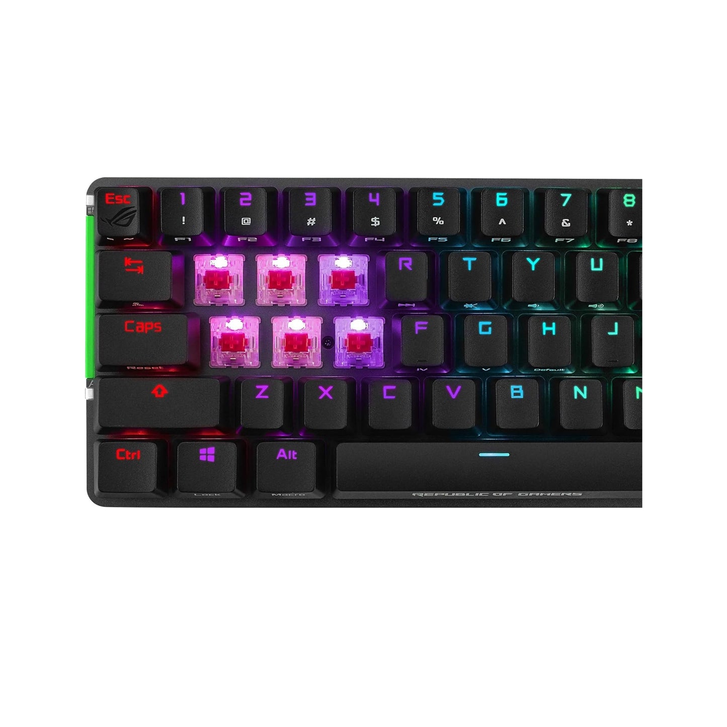 لوحة مفاتيح ميكانيكية للألعاب ASUS ROG Falchion NX 65% لاسلكية RGB | مفاتيح ROG NX Blue Clicky، أغطية مفاتيح PBT Doubleshot، سلكية / 2.4 جيجا هرتز، لوحة لمس، حافظة غطاء لوحة المفاتيح، دعم ماكرو، أسود/رمادي 