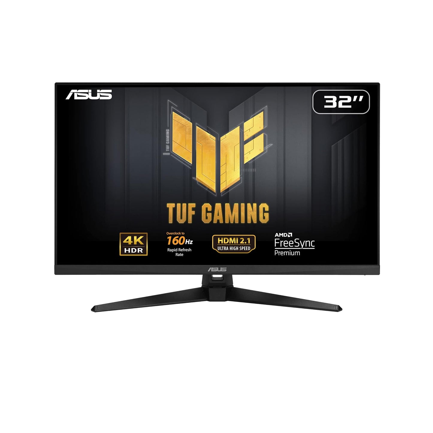 ASUS TUF Gaming 32” (31.5” viewable) 4K HDR DSC Gaming Monitor (VG32UQA1A) - UHD (3840 x 2160), 160Hz, 1ms, Extreme Low Motion Blur Sync, Freesync Premium, HDMI2.1, Speakers, 120% sRGB, DisplayHDR 400