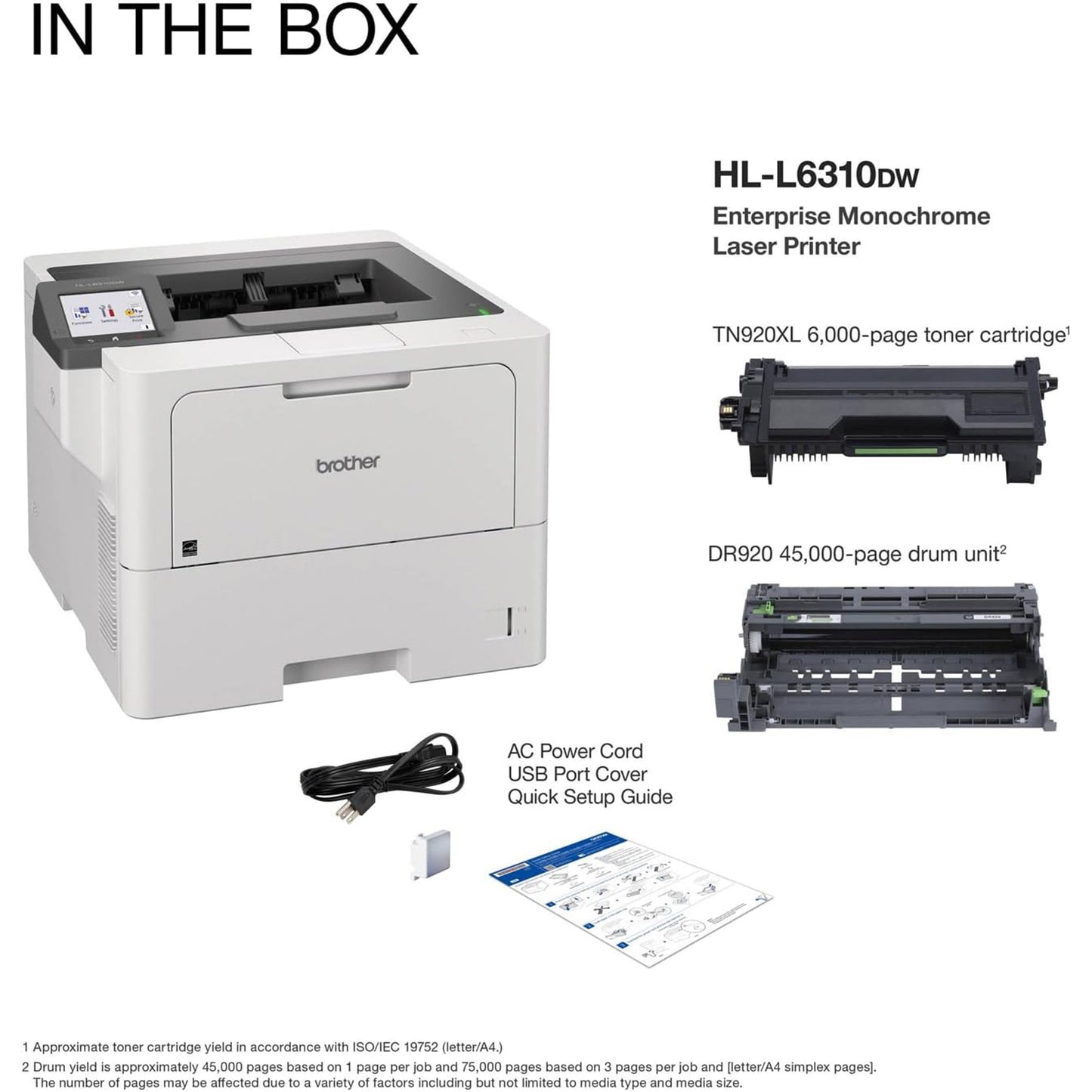 Brother HL-L6310DW Enterprise Monochrome Laser Printer with Low-Cost Printing, Wireless Networking, and Large Paper Capacity