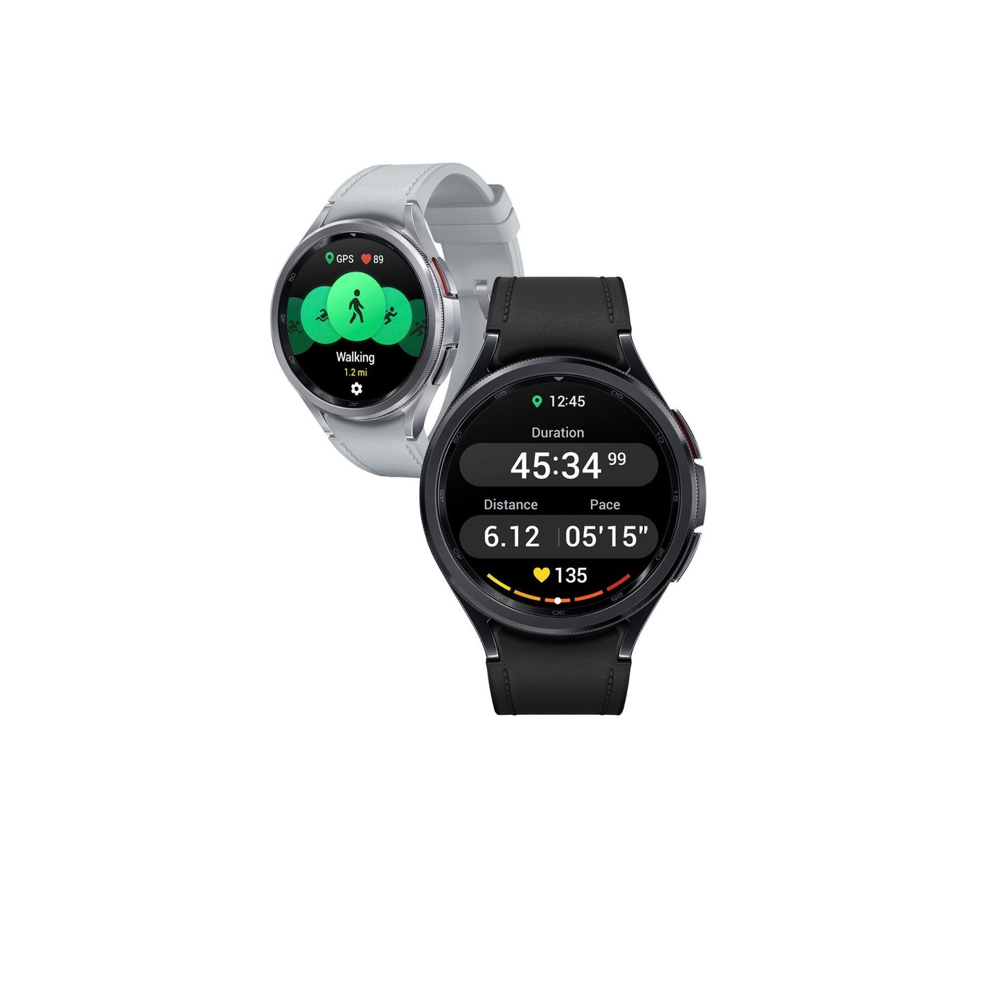 سامسونج - ساعة BESPOKE Galaxy Watch6 الكلاسيكية المصنوعة من الستانلس ستيل مقاس 47 ملم BT مع مشبك على شكل حرف D وسوار من الجلد البيئي الهجين (M/L) - فضي 