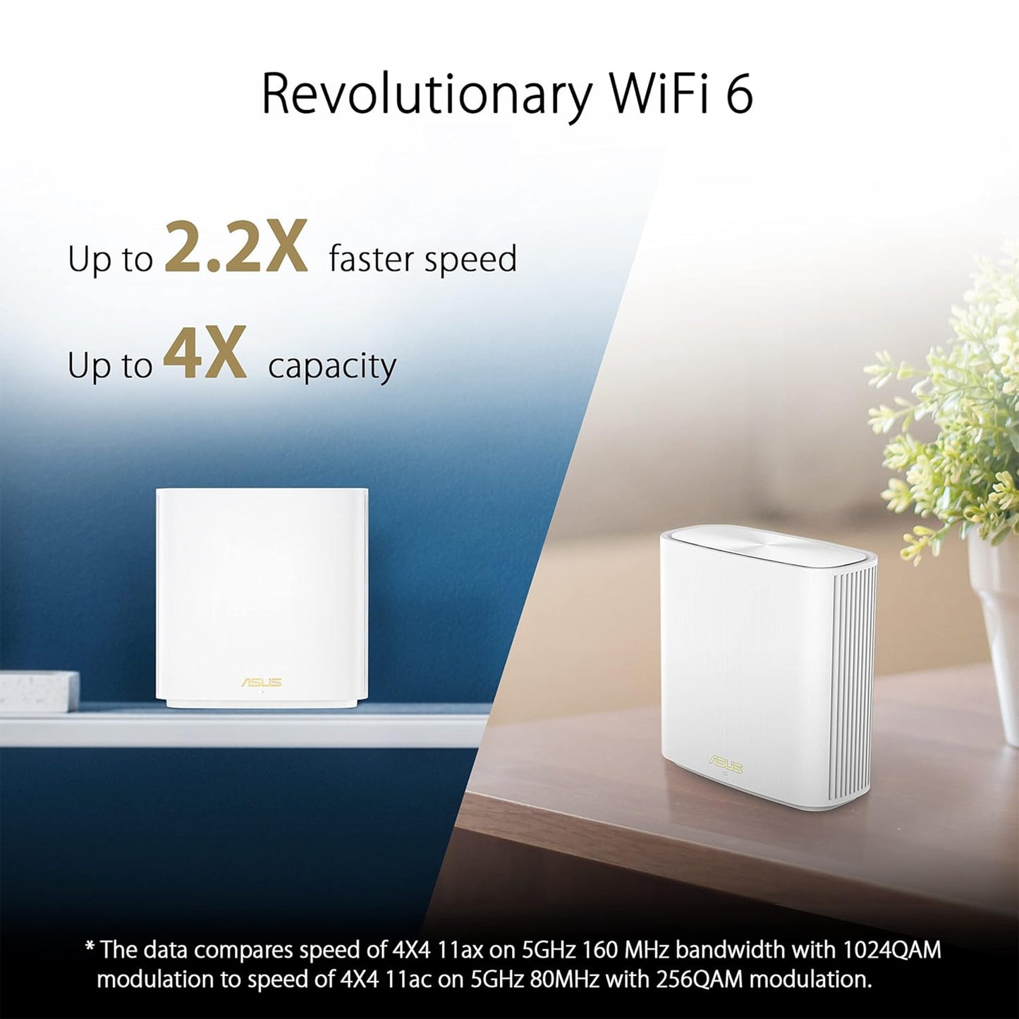 ASUS ZenWiFi Whole-Home ثنائي النطاق Mesh WiFi 6 System XD6 White - 2 حزمة، تغطية تصل إلى 5,400 قدم مربع و4+ غرف، 5400 ميجابت في الثانية، AiMesh، أمان إنترنت مجاني مدى الحياة، مراقبة أبوية، إعداد سهل 