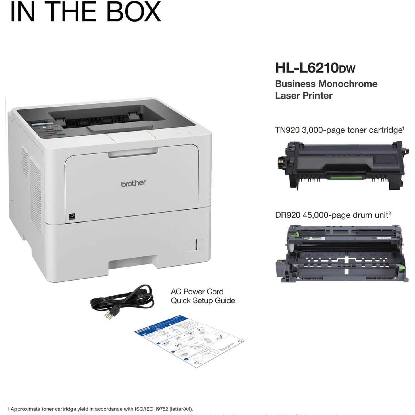 Brother HL-L6210DW Business Monochrome Laser Printer with Large Paper Capacity, Wireless and Gigabit Ethernet Networking, Low-Cost Printing, Advanced Security Features and Mobile Printing