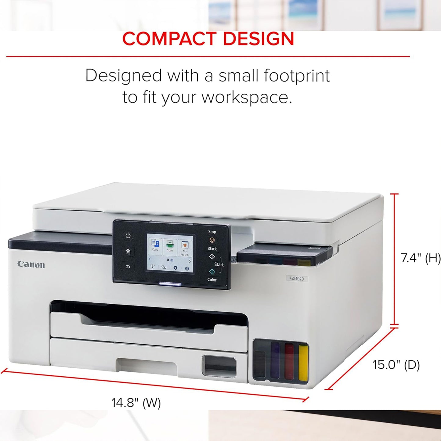 طابعة ميجاتانك ماكسيفي GX1020 اللاسلكية للمنزل والمكتب الكل في واحد