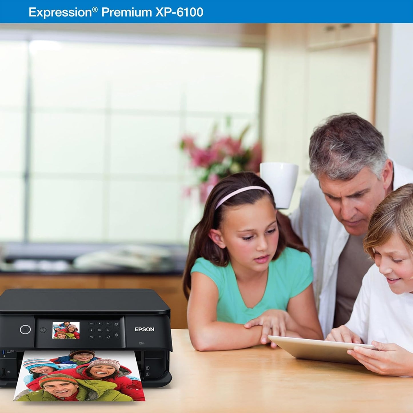 طابعة صور ملونة لاسلكية Epson Expression Premium XP-6100 مع ماسح ضوئي وناسخة، أسود، متوسط 