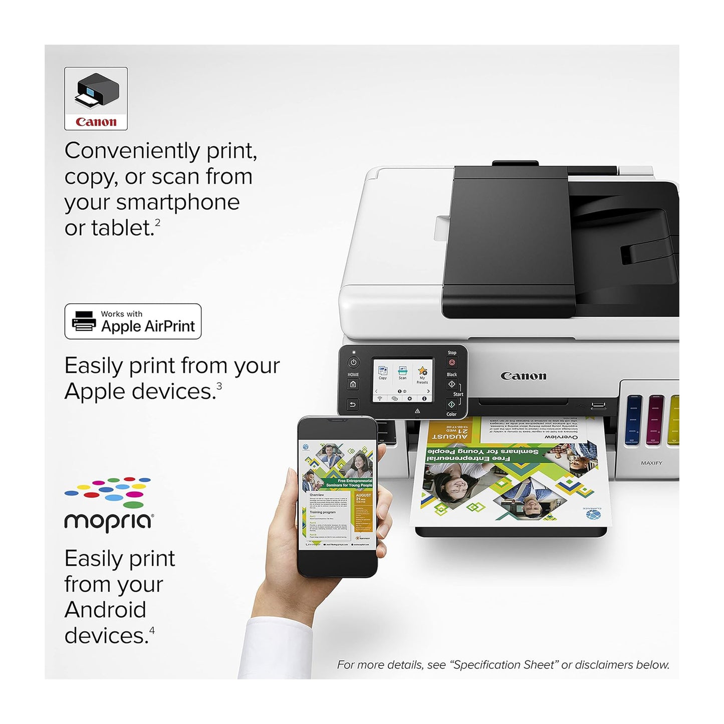 Canon GX6021 All-in-One Wireless Supertank Printer-for Businesses [Print, Copy, Scan and ADF], White
