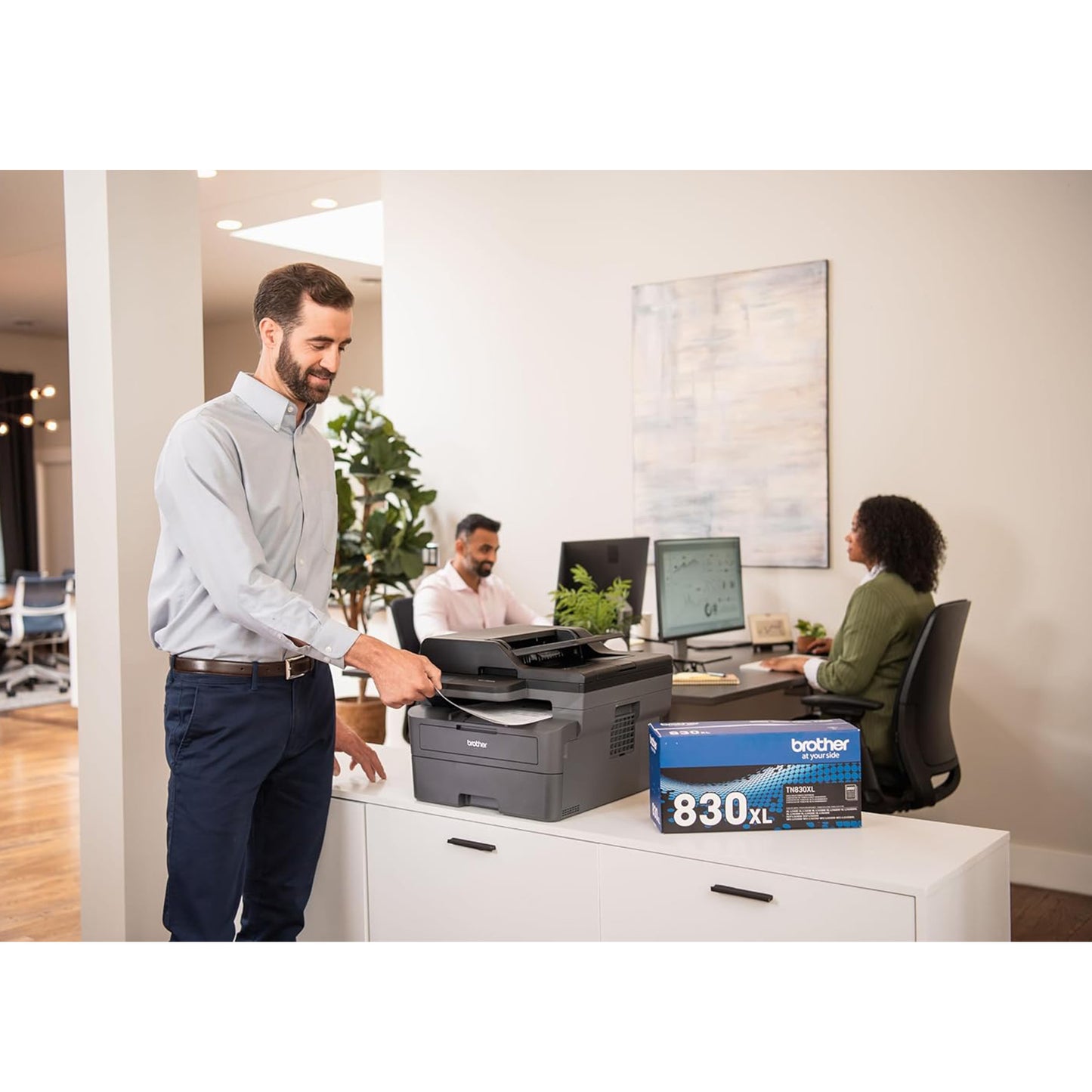 Brother MFC-L2820DW Wireless Compact Monochrome All-in-One Laser Printer with Copy, Scan and Fax, Duplex, Black & White