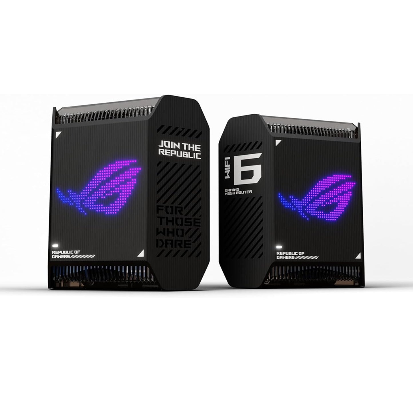 ASUS ROG Rapture GT6 (2PK) AX10000 نظام شبكي للألعاب WiFi 6 ثلاثي النطاق، يغطي ما يصل إلى 5800 قدم مربع، منفذ 2.5 جيجابت في الثانية، تسريع الألعاب ثلاثي المستوى، UNII 4، أمان إنترنت مجاني مدى الحياة، أسود 