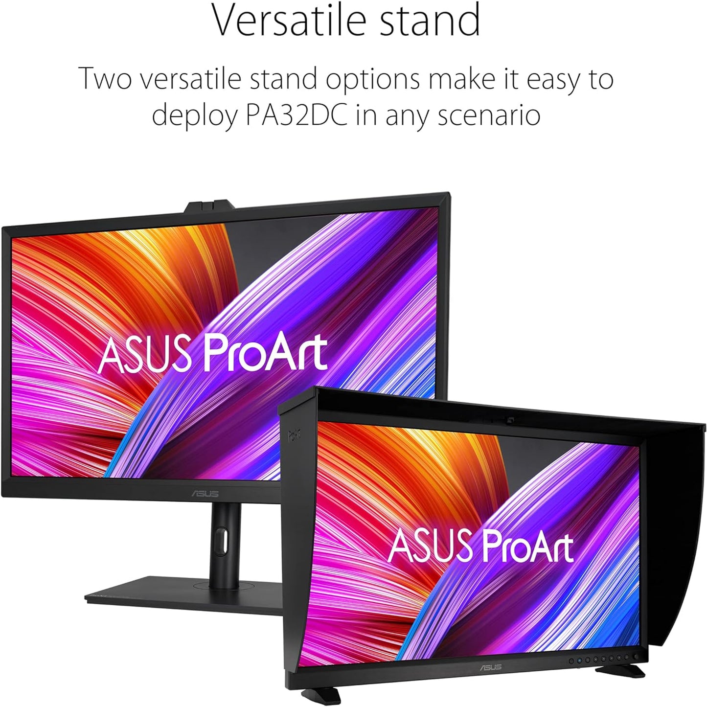 شاشة ASUS ProArt Display مقاس 31.5 بوصة بدقة 4K OLED (PA32DC) - مقياس ألوان مدمج بمحرك، دقة اللون ΔE&lt;1، 99% DCI-P3، USB-C، معايرة تلقائية، متوافقة مع شاشة الكمبيوتر المحمول وماك، أسود 