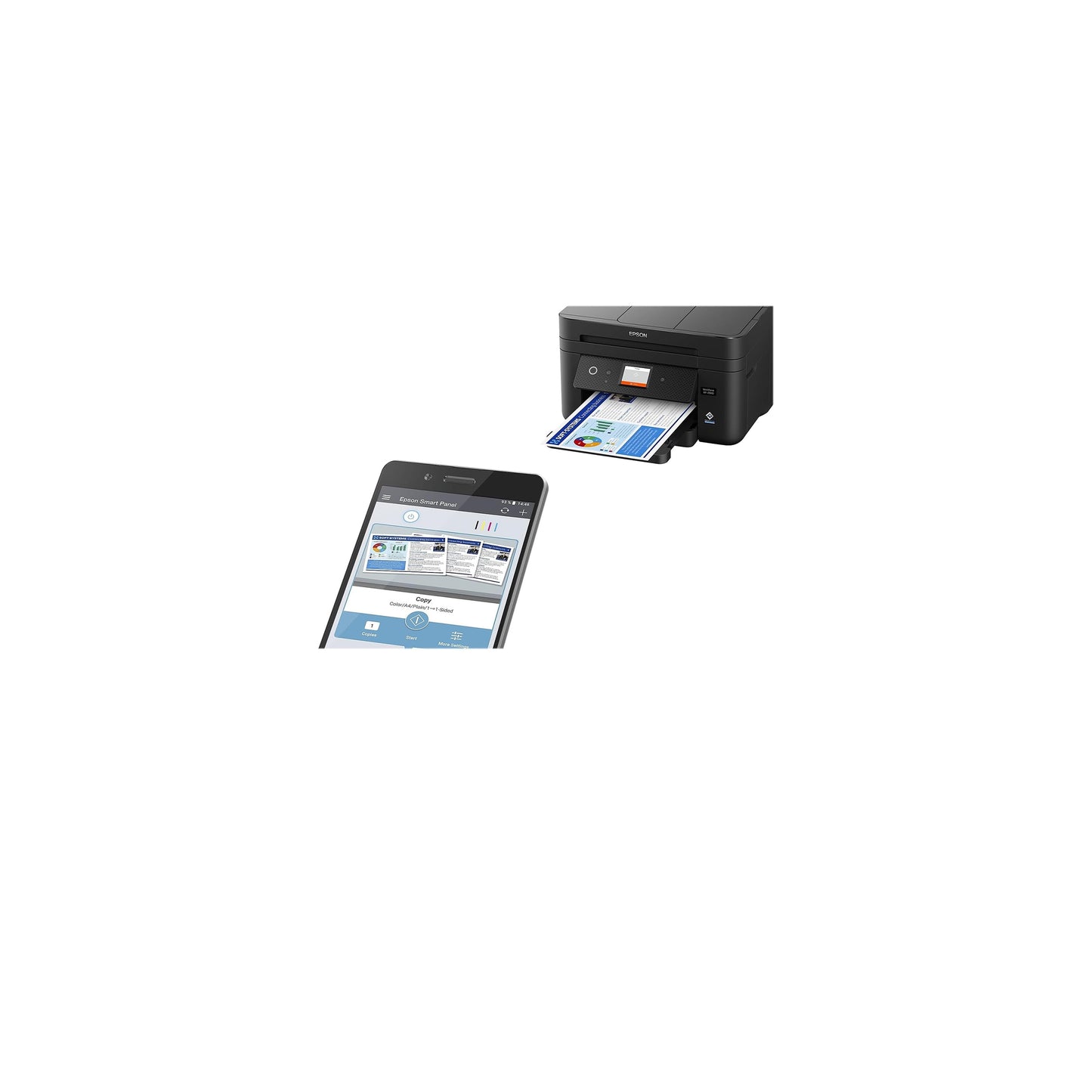 Epson Workforce WF-2960 Wireless All-in-One Printer with Scan, Copy, Fax, Auto Document Feeder, Automatic 2-Sided Printing, 2.4" Touchscreen Display, 150-Sheet Paper Tray and Ethernet,Black