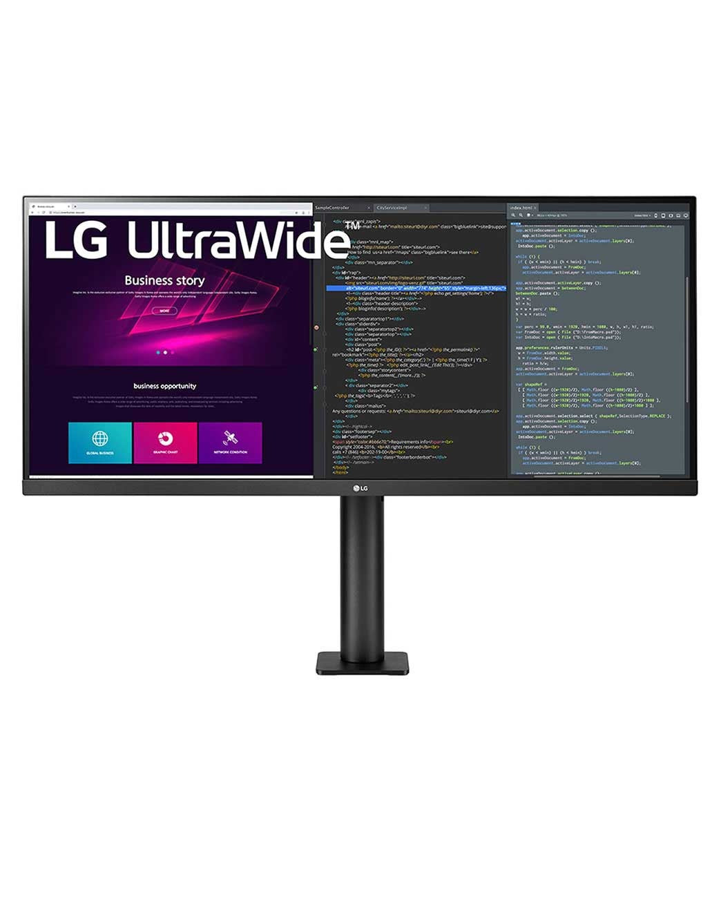 شاشة UltraWide Ergo QHD IPS HDR مقاس 34 بوصة (86.36 سم) مزودة بتقنية FreeSync™