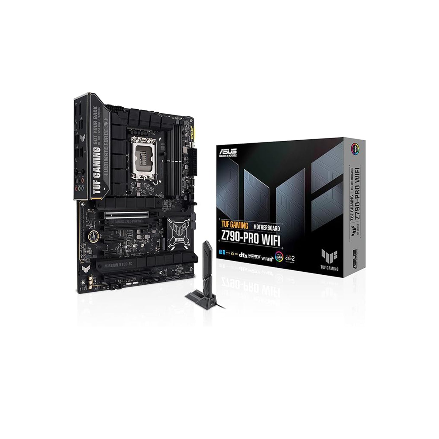 ASUS TUF Gaming Z790-PRO WiFi 6E LGA 1700(Intel 14th &amp; 13th &amp; 12th Gen) اللوحة الأم للألعاب ATX DDR5، PCIe 5.0X 16، اللوحة الأمامية USB 20 جيجابت في الثانية من النوع C، Thunderbolt 4، Q-Antenna، 2.5 جيجا بايت LAN، AI Overclocking 