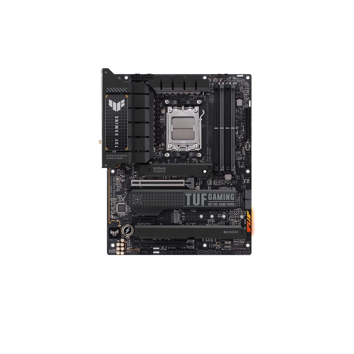 اللوحة الأم للألعاب ASUS TUF Gaming X670E-PLUS WiFi 6E مقبس AM5 (LGA 1718) Ryzen 7000 ATX (16 مرحلة طاقة، PCIe® 5.0، ذاكرة DDR5، أربع فتحات M.2، 2.5 جيجا بايت LAN، USB 4، إضاءة Aura RGB). 