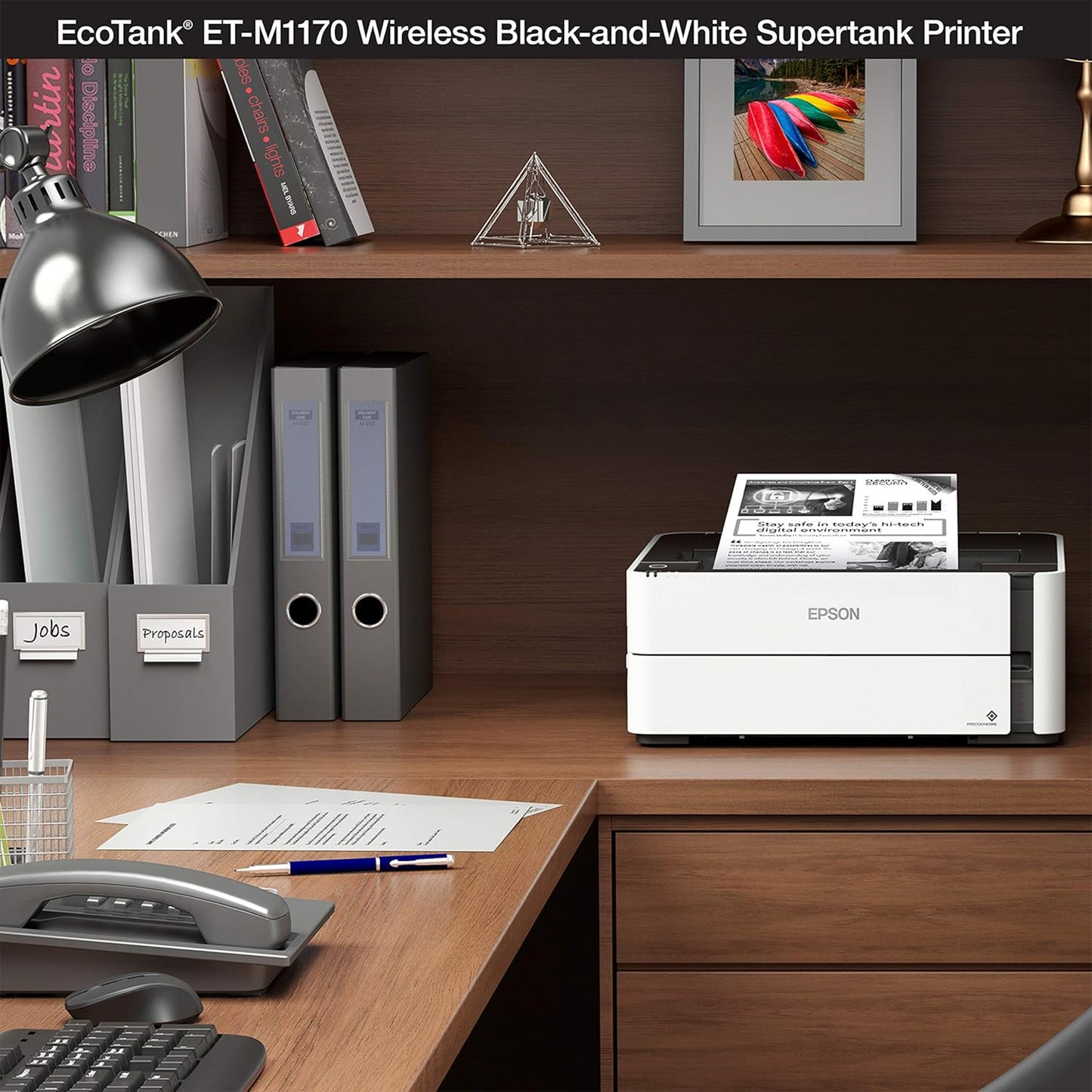 Epson EcoTank ET-M1170 Wireless Monochrome Supertank Printer with Ethernet PLUS 2 Years of Unlimited Ink*,White