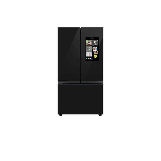 ثلاجة مخصصة ذات باب فرنسي بثلاثة أبواب (30 قدمًا مكعبًا) - مزودة بتقنية Family Hub™ المصنوعة من الزجاج الفحمي. 