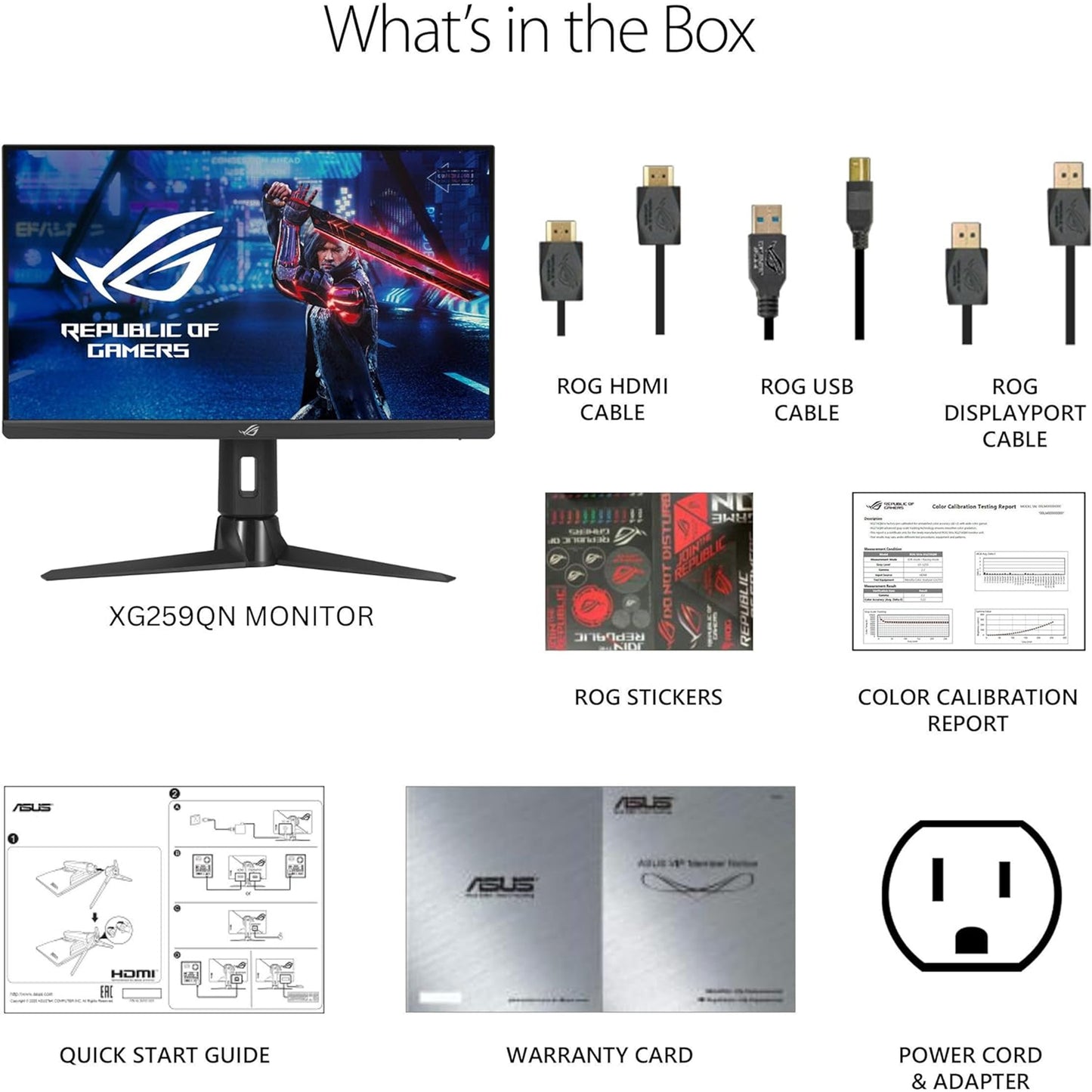 شاشة الألعاب ASUS ROG Strix مقاس 25 بوصة (24.5 بوصة قابلة للعرض) بدقة 1080 بكسل HDR (XG259QN) - 0.3 مللي ثانية، Fast IPS، FreeSync Premium، ELMB Sync، DisplayPort، HDMI، USB Hub، DisplayHDR 400