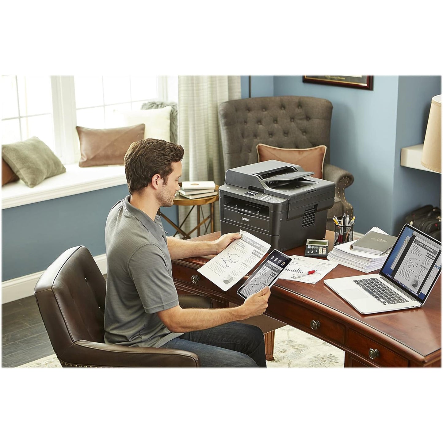 Brother MFCL2750DW Monochrome All-in-One Wireless Laser Printer, Duplex Copy & Scan