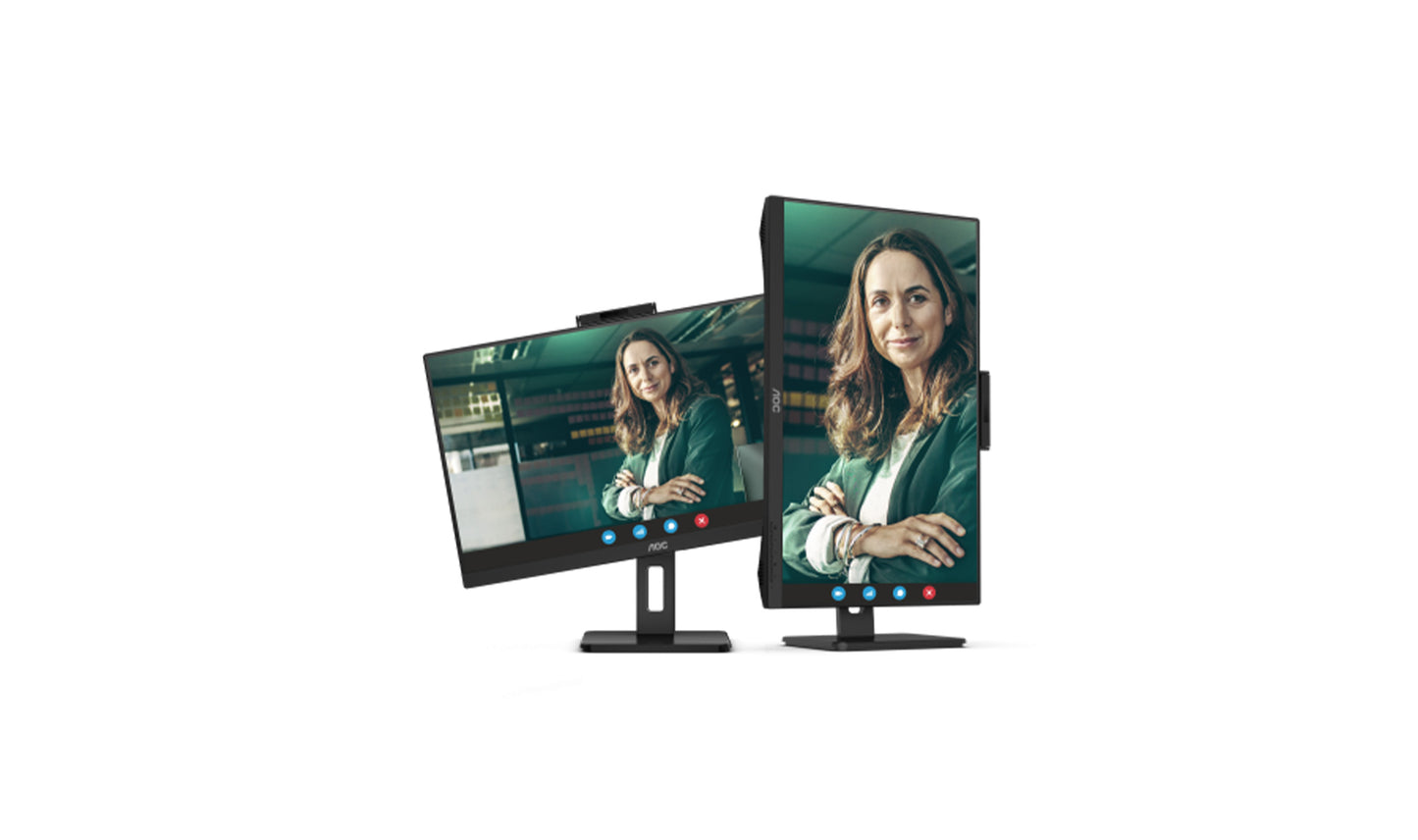 AOC Q27P3CW 27 Inch 2560 x 1440 Pixels Quad HD IPS Panel 75Hz Refresh Rate HDMI DisplayPort USB-C Built-in Webcam Monitor